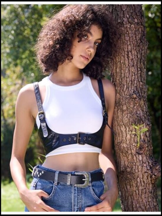 Genuine Leather Waist Belt Steampunk Underbust Corset Harness Adjustable main image 4